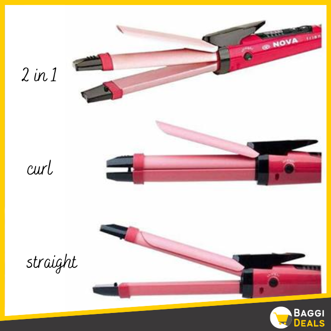 2 in 1 Nova Hair Straightener and Curler Hair Straightener + Curler Versatile Styling Tool for Straightening and Curling Hair