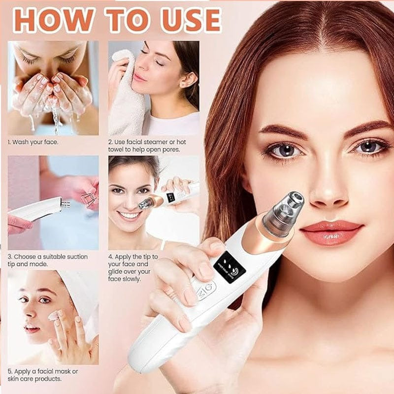 Blackhead Remover Face Acne Black Dot Pimple Electric Black head Vacuum Cleaner Pore Skin Care Tools Machine 4 Replacement Head (random color)
