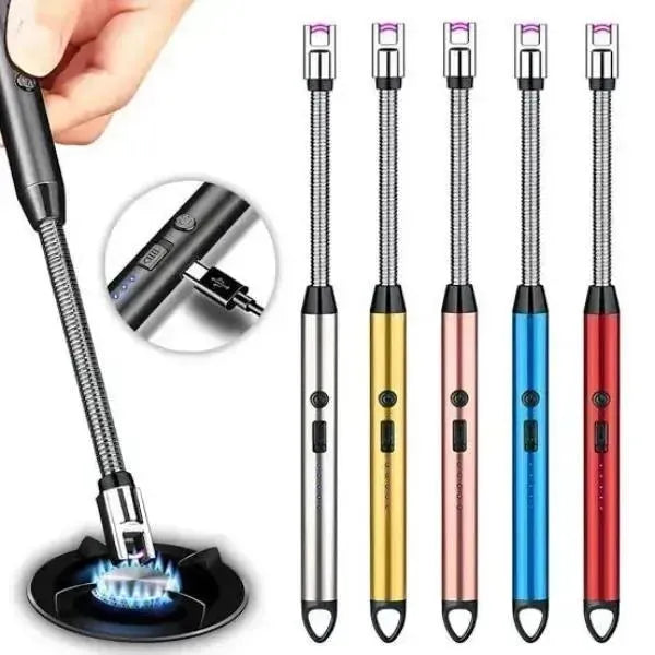 USB Rechargeable Portable Electronic Arc Lighter with Flexible Neck, Safety Lock, Windproof & Eco-Friendly Design for Candles & Gas Stoves