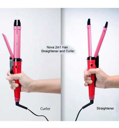 2 in 1 Nova Hair Straightener and Curler Hair Straightener + Curler Versatile Styling Tool for Straightening and Curling Hair