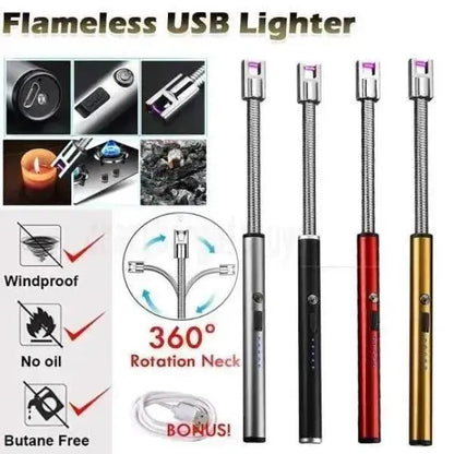 USB Rechargeable Portable Electronic Arc Lighter with Flexible Neck, Safety Lock, Windproof & Eco-Friendly Design for Candles & Gas Stoves