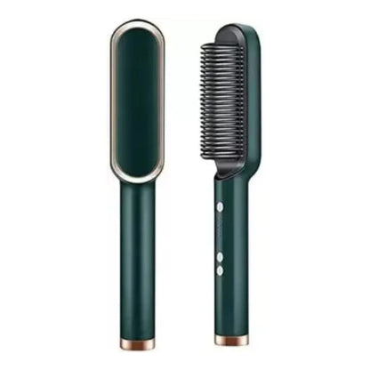 Hair Straightener Iron Brush Straight Hair Comb 2-in-1 Hair Straightener Curling Professional Styling Brush Hair Curler & Straightener For Women