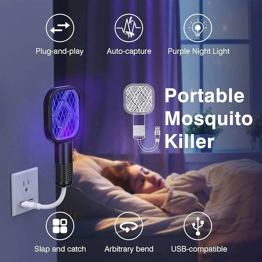 USB Rechargeable Mosquito Killer Racket | Electric Mini USB Mosquito Killer Racket Lamp Wireless Night Bulb Effective Insect Catcher