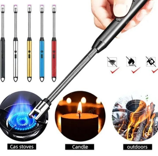 USB Rechargeable Portable Electronic Arc Lighter with Flexible Neck, Safety Lock, Windproof & Eco-Friendly Design for Candles & Gas Stoves