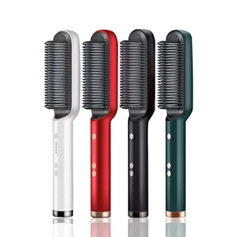Hair Straightener Iron Brush Straight Hair Comb 2-in-1 Hair Straightener Curling Professional Styling Brush Hair Curler & Straightener For Women