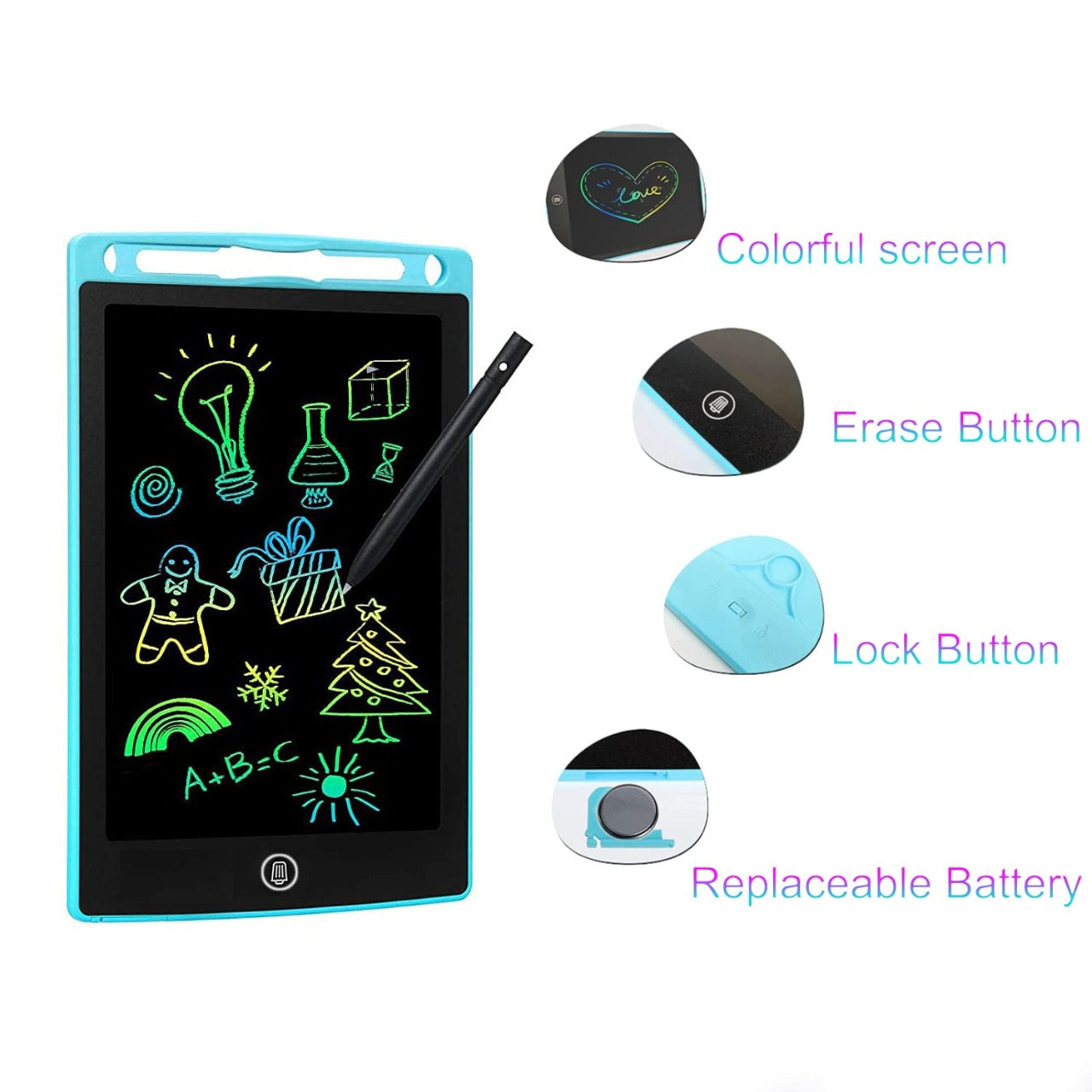 Writing Pad LCD Tablet For Kid Digital Drawing Pad – Erasable Writing Board – Writing Pad (Random Color) - 10 inch