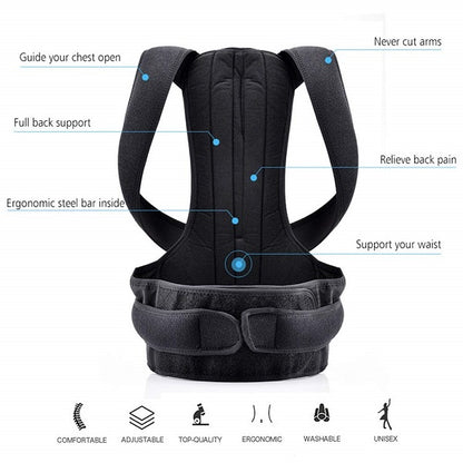 Adjustable Magnetic Posture Corrector Back Brace Support Belt for Upper Back Pain Relief – Standard Size