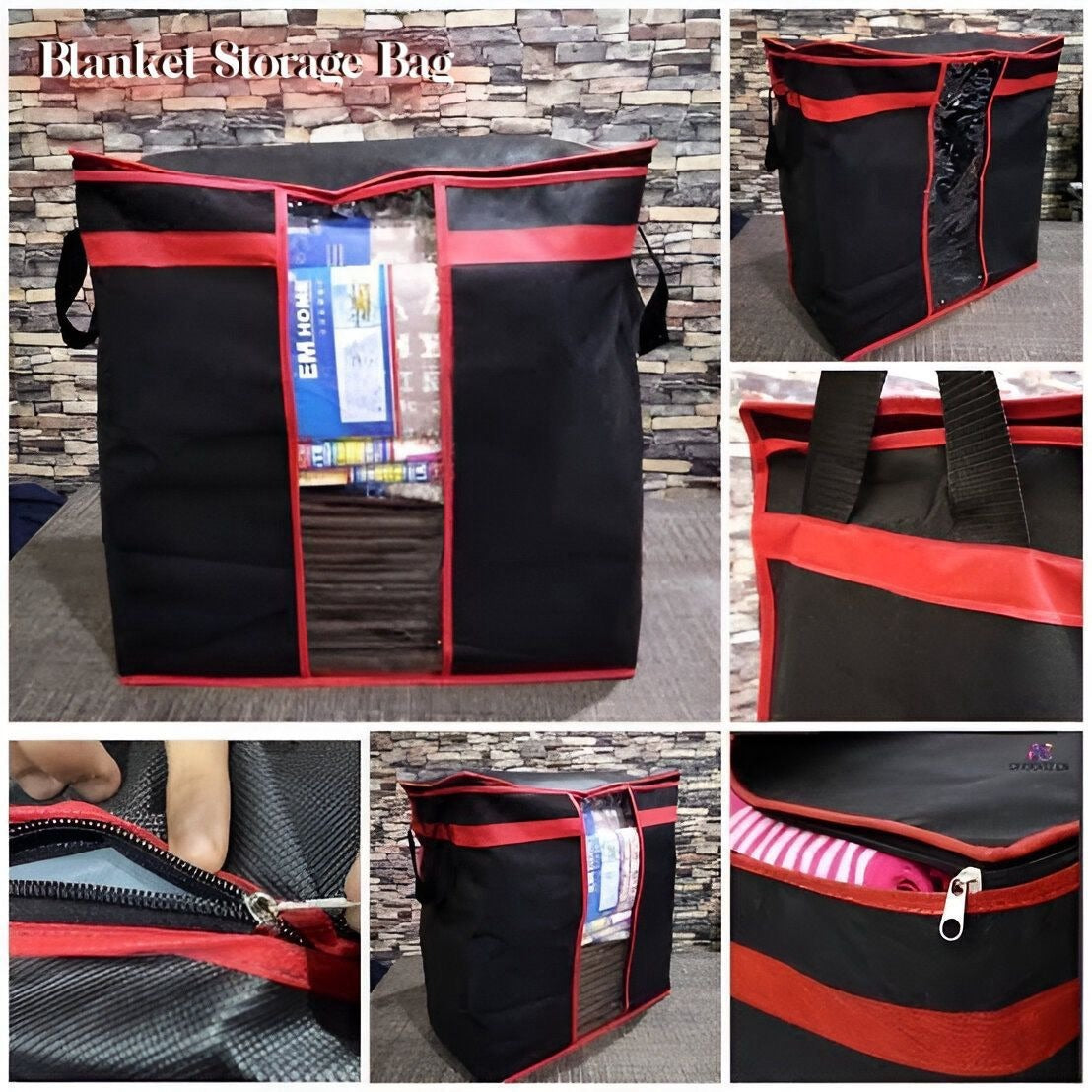 Black Storage Organizer Bag / Durable material for long-lasting use. - pack of 6