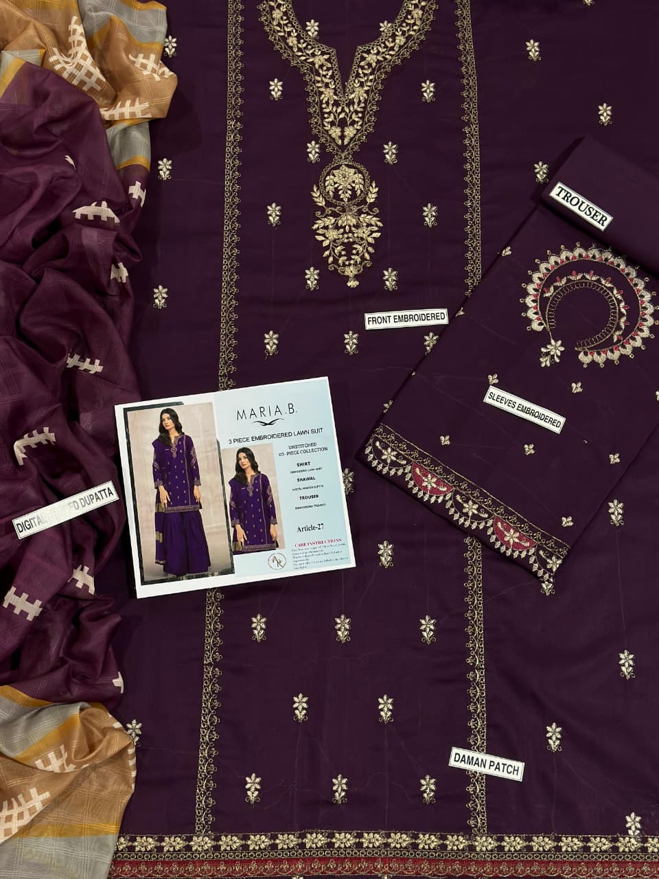 3 Piece - Embroidered Lawn Suit | Maria.B.