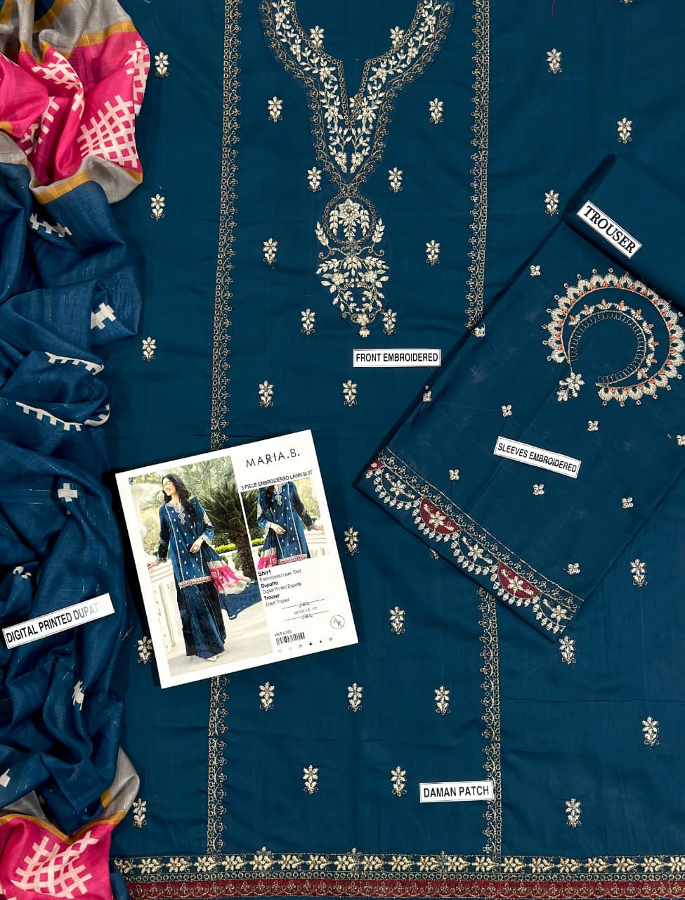 3 Piece - Embroidered Lawn Suit | Maria.B.