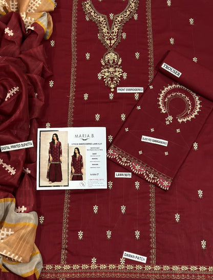 3 Piece - Embroidered Lawn Suit | Maria.B.