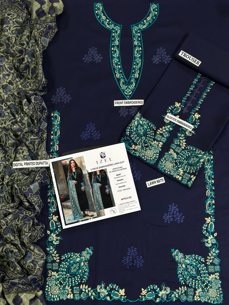 3 Piece - Embroidered Lawn Suit | Unstitched