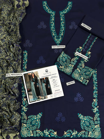 3 Piece - Embroidered Lawn Suit | Unstitched