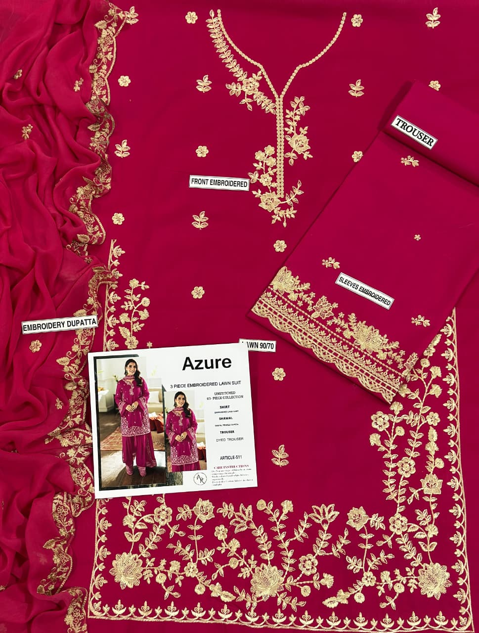 3 Piece - Embroidered Lawn Suit | Unstitched