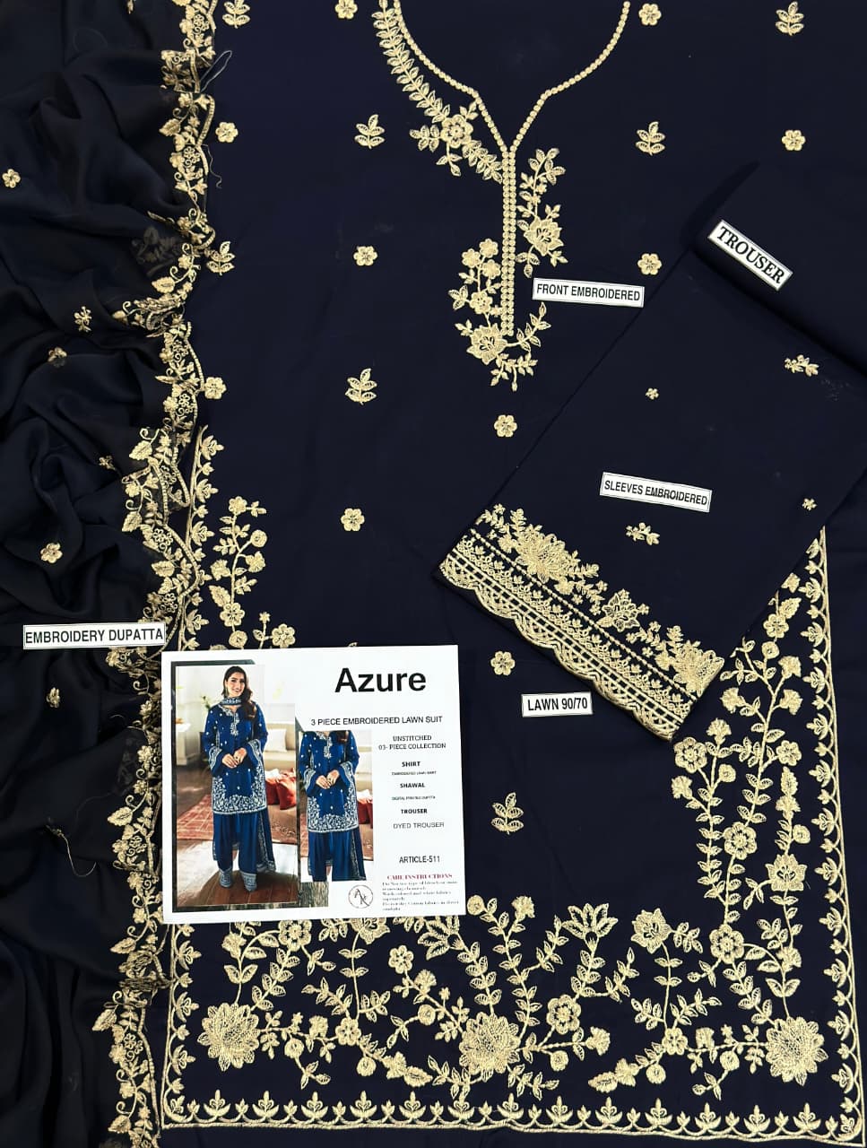 3 Piece - Embroidered Lawn Suit | Unstitched