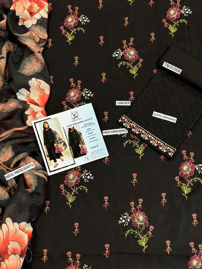 3 Piece - Embroidered Lawn Suit | Unstitched