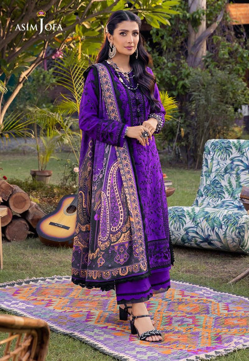 3 Piece - Embroidered Lawn Suit | Unstitched | Asim Jofa