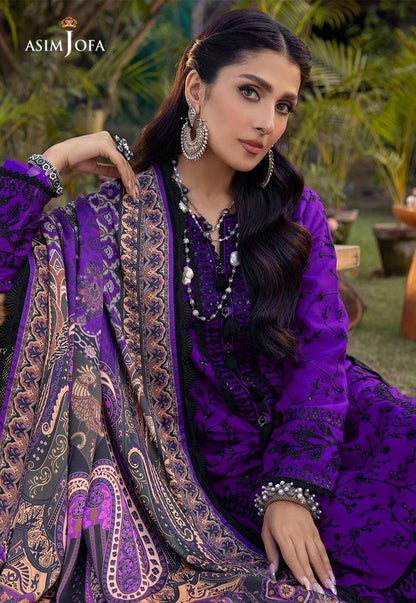 3 Piece - Embroidered Lawn Suit | Unstitched | Asim Jofa