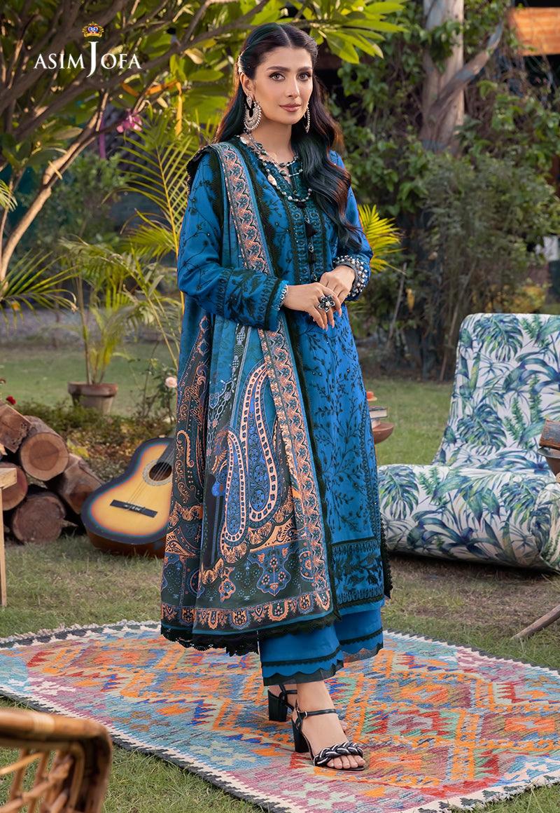 3 Piece - Embroidered Lawn Suit | Unstitched | Asim Jofa
