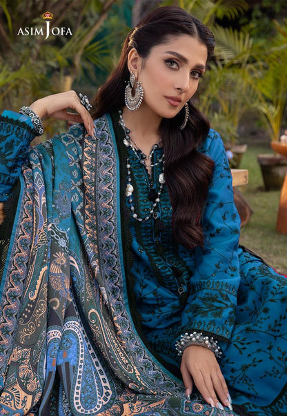3 Piece - Embroidered Lawn Suit | Unstitched | Asim Jofa