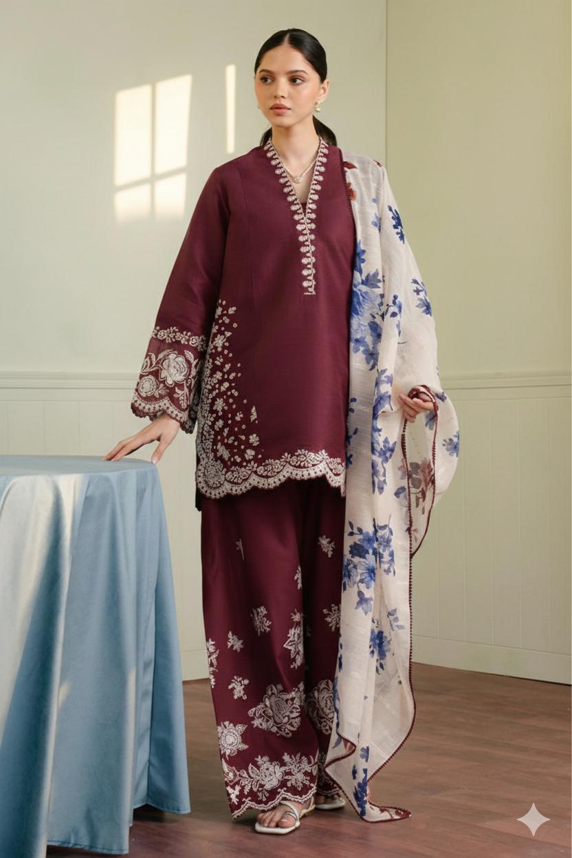 3 Piece - Embroidered Lawn Suit | Unstitched