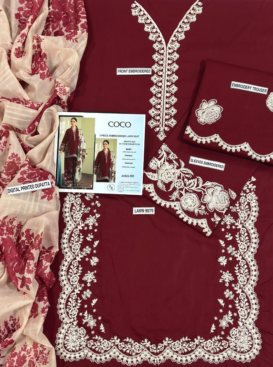 3 Piece - Embroidered Lawn Suit | Maria.B.