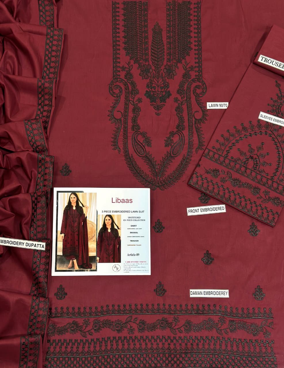 3 Piece - Embroidered Lawn Suit | Unstitched