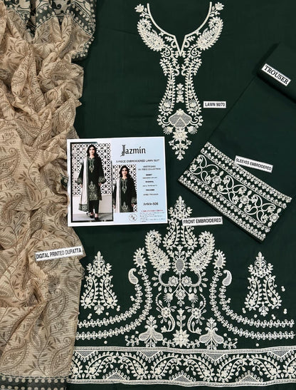 3 Piece - Embroidered Lawn Suit | Unstitched