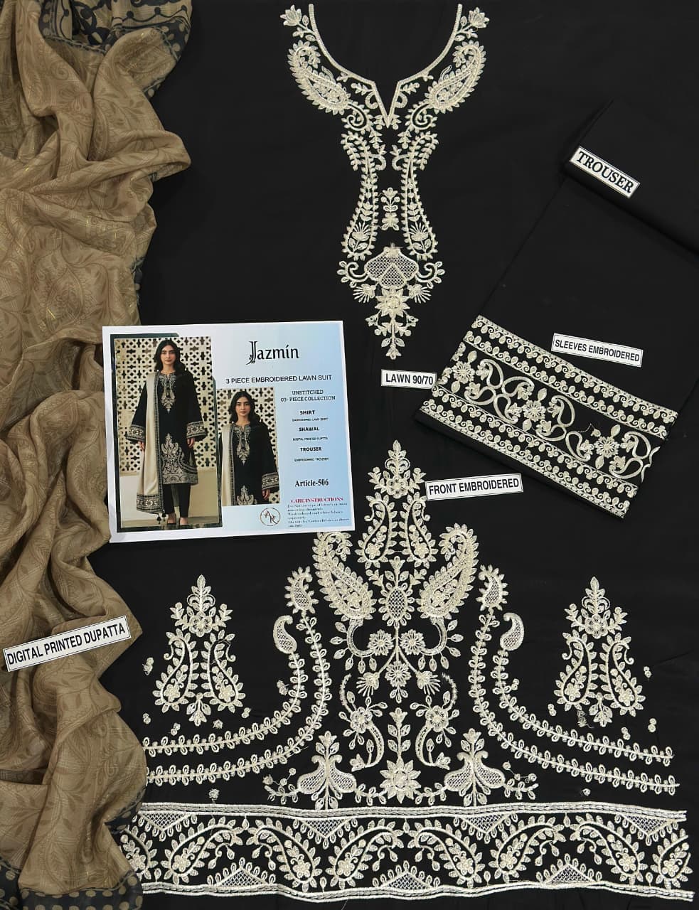 3 Piece - Embroidered Lawn Suit | Unstitched