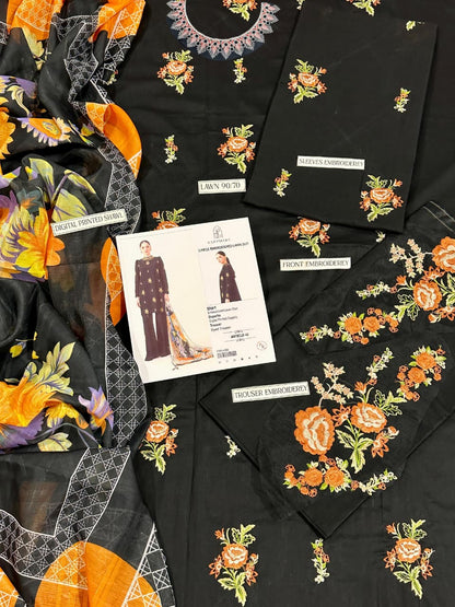 3 Piece - Embroidered Lawn Suit | Unstitched