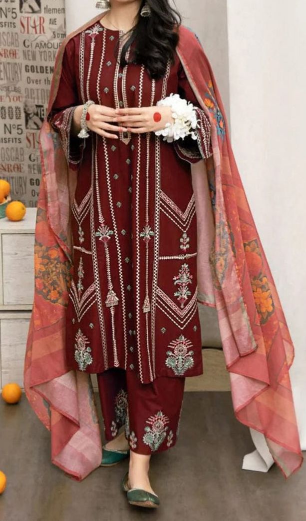 3 Piece - Embroidered Lawn Suit | Unstitched