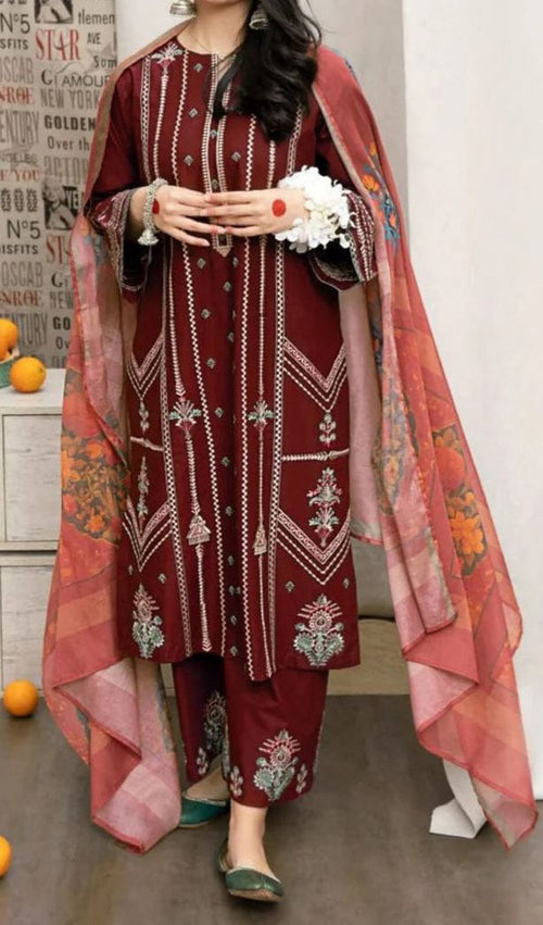 3 Piece - Embroidered Lawn Suit | Unstitched