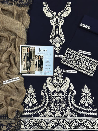 3 Piece - Embroidered Lawn Suit | Unstitched