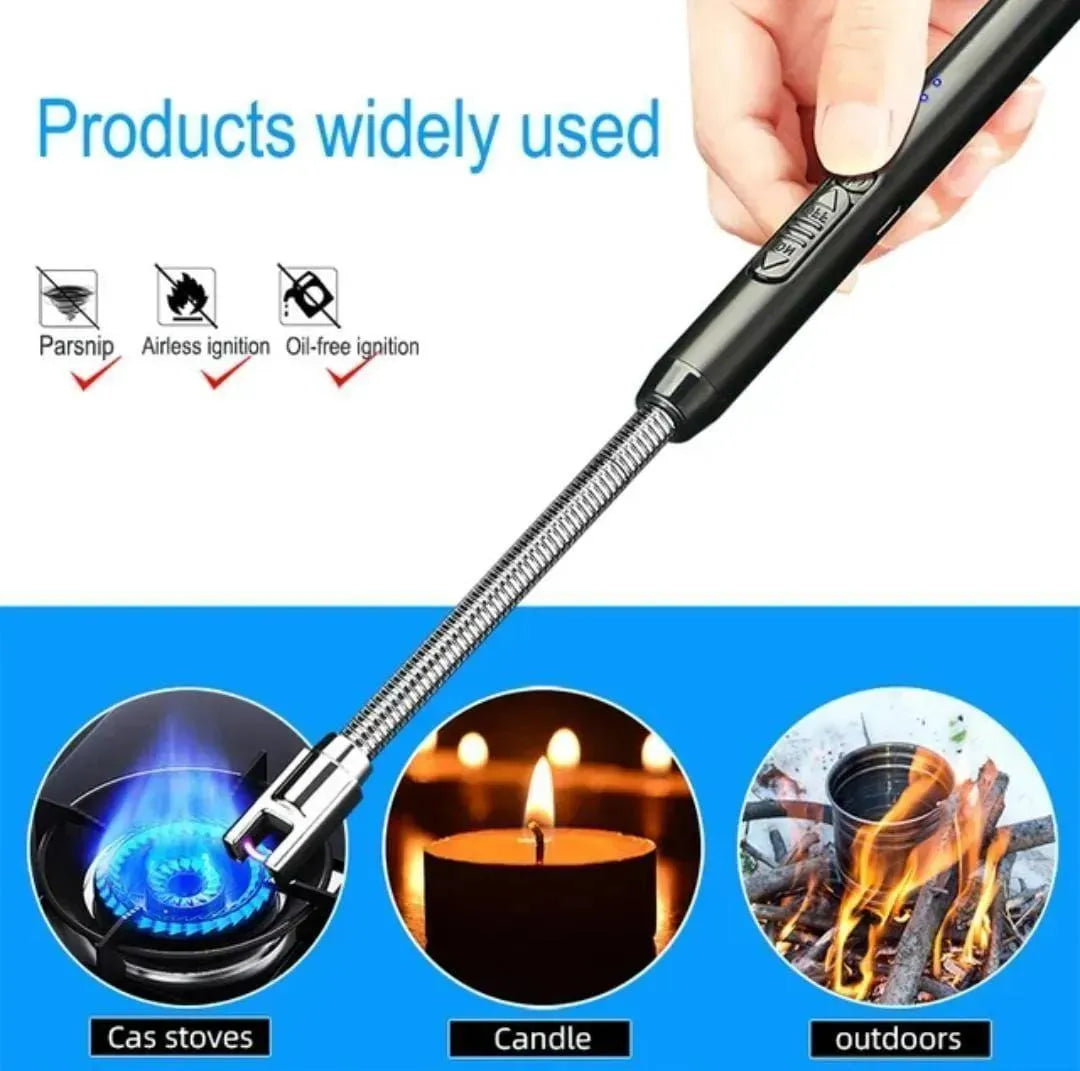 USB Rechargeable Portable Electronic Arc Lighter with Flexible Neck, Safety Lock, Windproof & Eco-Friendly Design for Candles & Gas Stoves