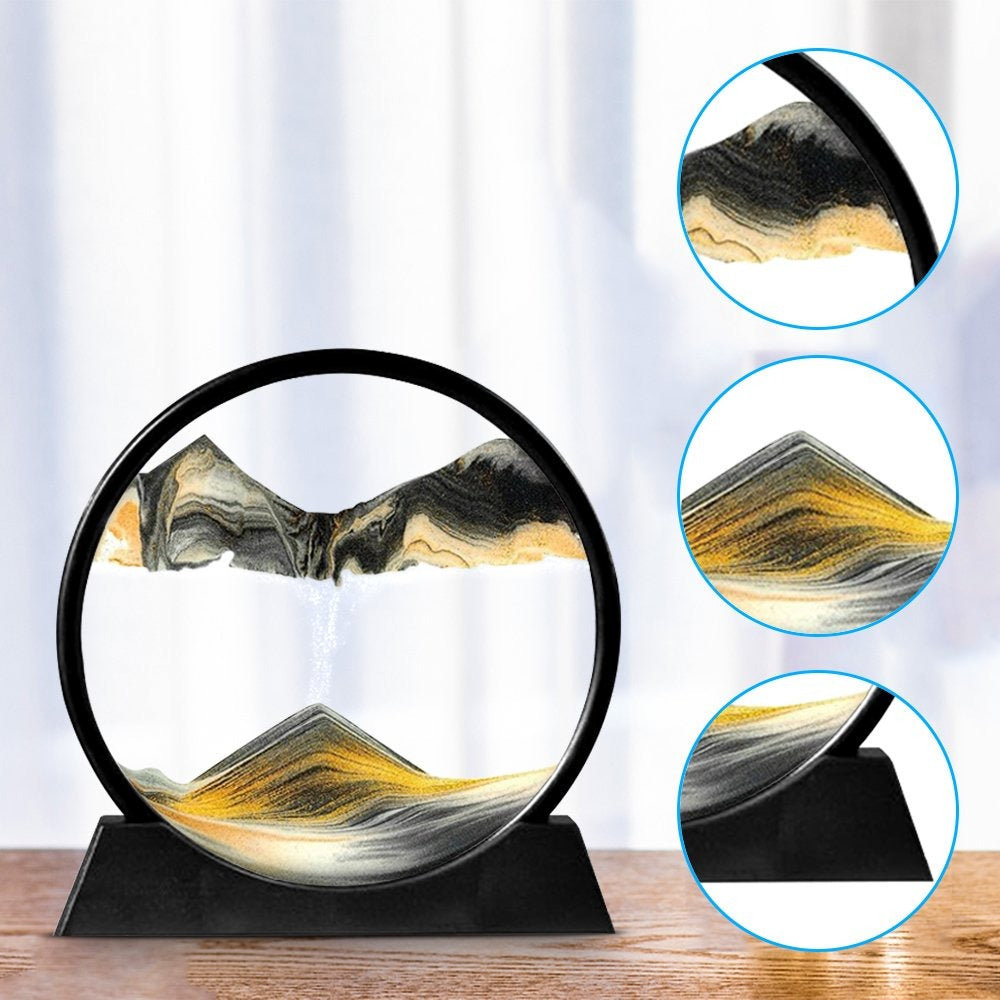 3D Moving Sand Mountain Lamp With Stand - Sandscape Painting - Moving Sand Art - Showpiece