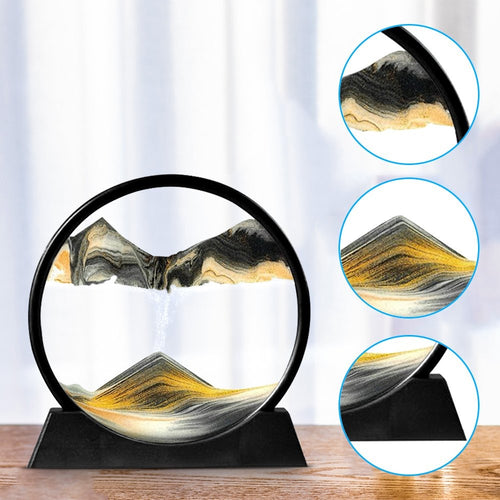 3D Moving Sand Mountain Lamp With Stand - Sandscape Painting - Moving Sand Art - Showpiece