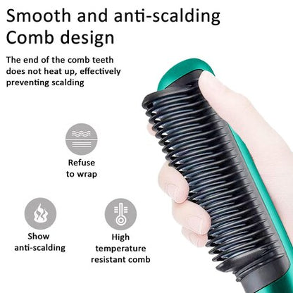Hair Straightener Iron Brush Straight Hair Comb 2-in-1 Hair Straightener Curling Professional Styling Brush Hair Curler & Straightener For Women