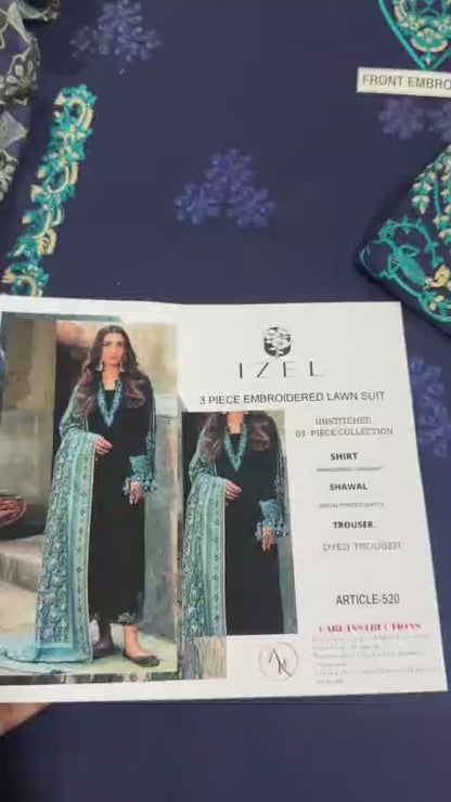3 Piece - Embroidered Lawn Suit | Unstitched