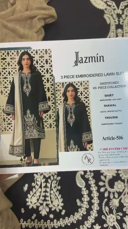 3 Piece - Embroidered Lawn Suit | Unstitched