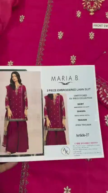 3 Piece - Embroidered Lawn Suit | Maria.B.