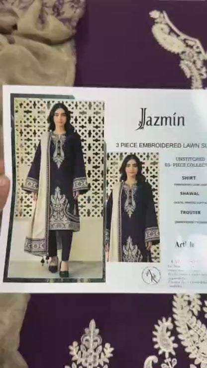 3 Piece - Embroidered Lawn Suit | Unstitched