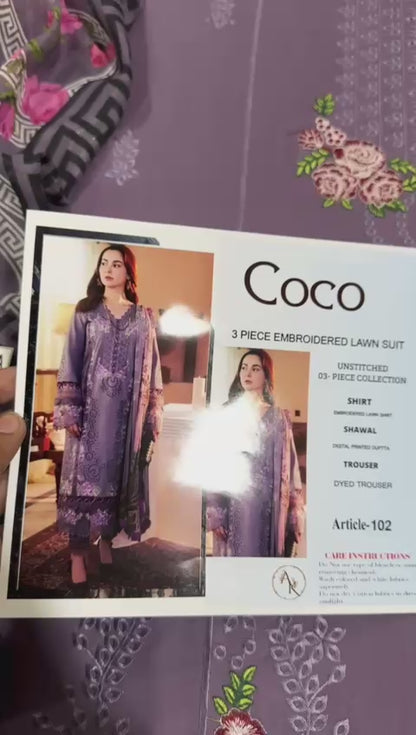 3 Piece - Embroidered Lawn Suit | Unstitched