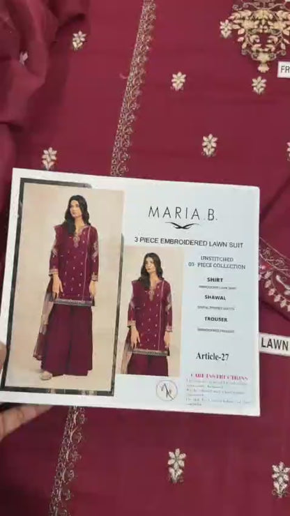 3 Piece - Embroidered Lawn Suit | Maria.B.