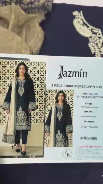 3 Piece - Embroidered Lawn Suit | Unstitched