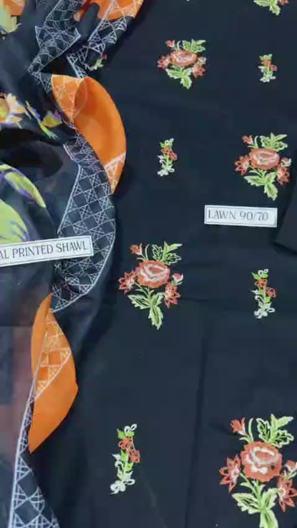 3 Piece - Embroidered Lawn Suit | Unstitched